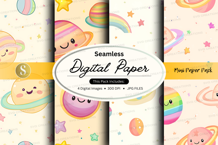Seamless digital paper - cute space theme
