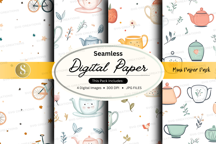 Seamless vintage tea time digital paper