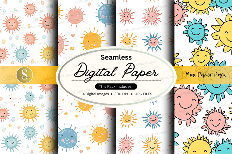 Seamless digital paper - sun pattern