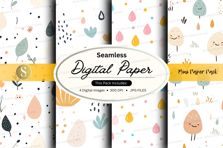 Seamless digital paper - mushroom paper pack digital paper