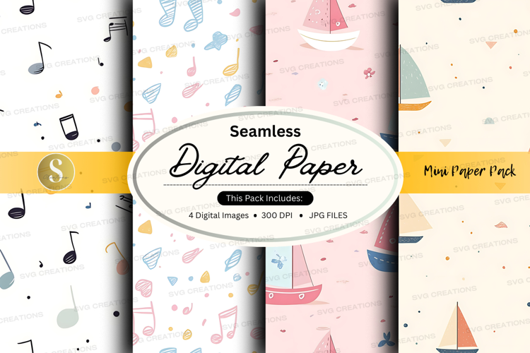 Seamless digital paper - music and sailing theme