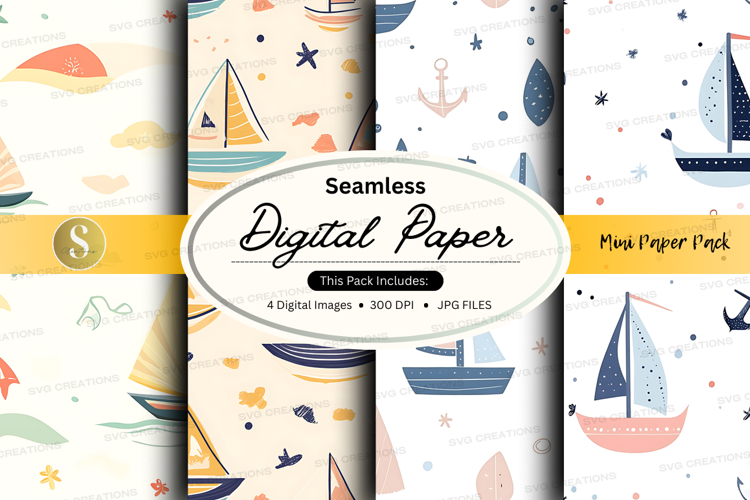 Seamless nautical digital paper