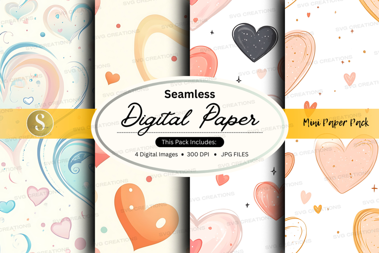 Seamless hearts digital paper
