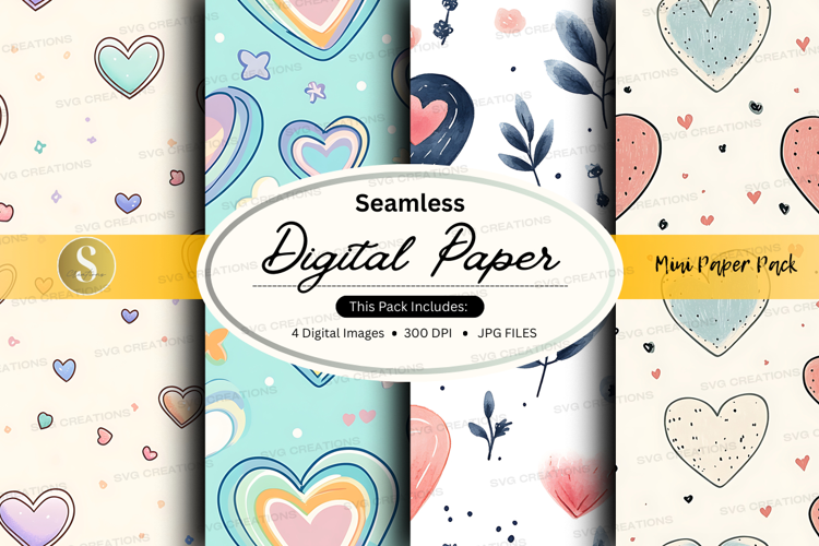 Seamless hearts digital paper