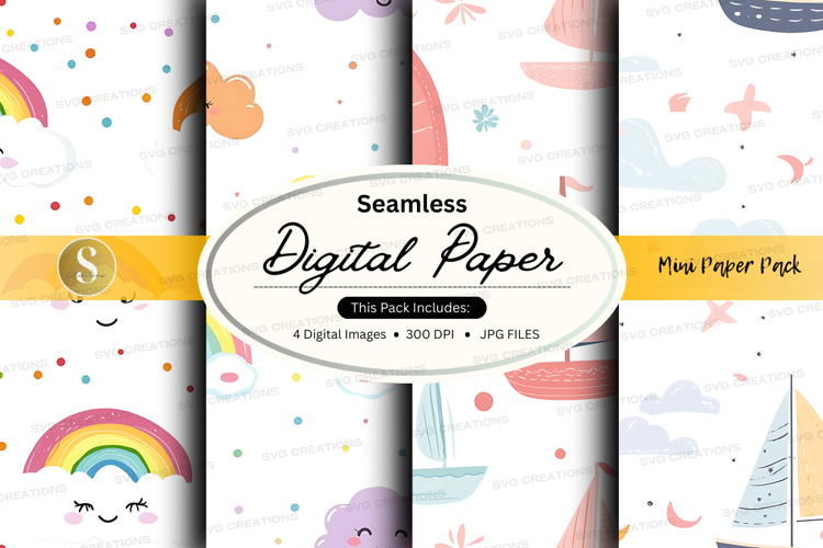 Seamless digital paper - nautical and whimsical theme digita