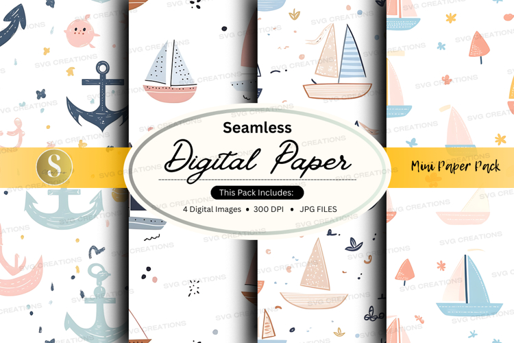 Seamless nautical digital paper