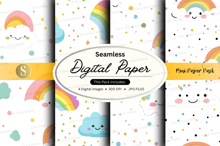 Seamless digital paper - rainbow and clouds digital paper pa