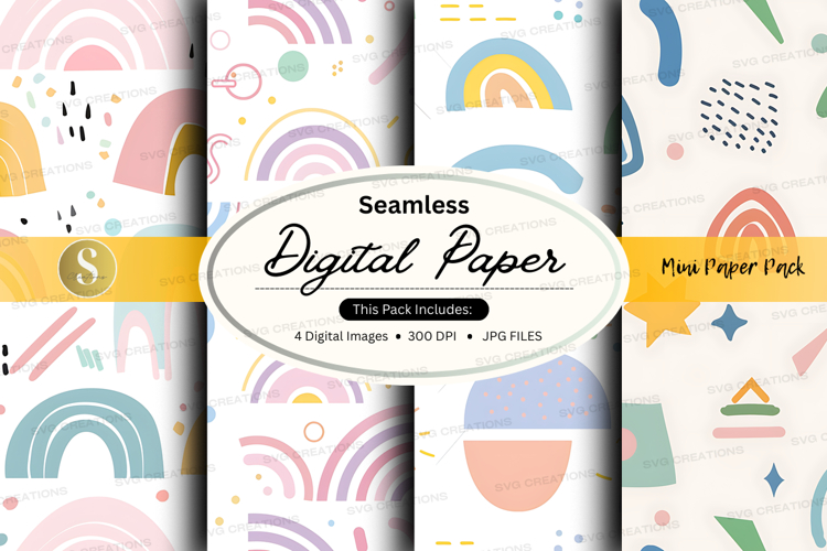 Seamless rainbow digital paper pack