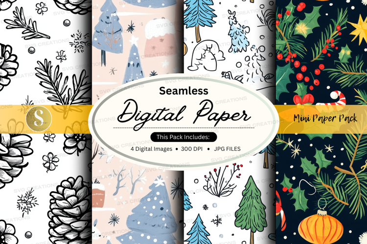 Seamless winter forest digital paper
