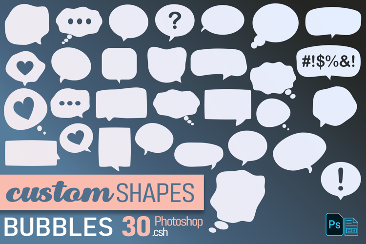 Speech bubbles shapes for Photoshop, .csh file