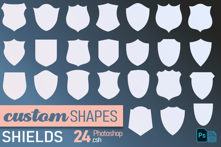 Shield shapes for Photoshop, .csh file