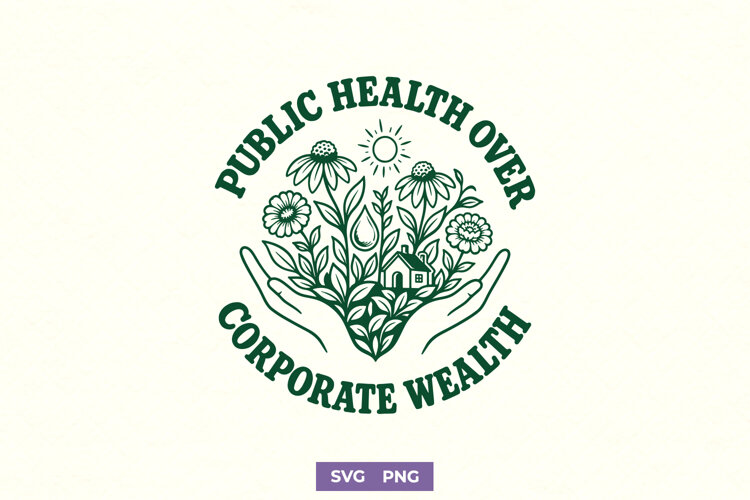 Public Health Over Corporate Wealth Healthcare Worker SVG example image 1