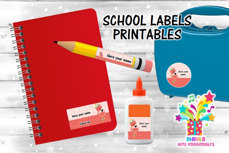 Flamingo School Labels Printables #2