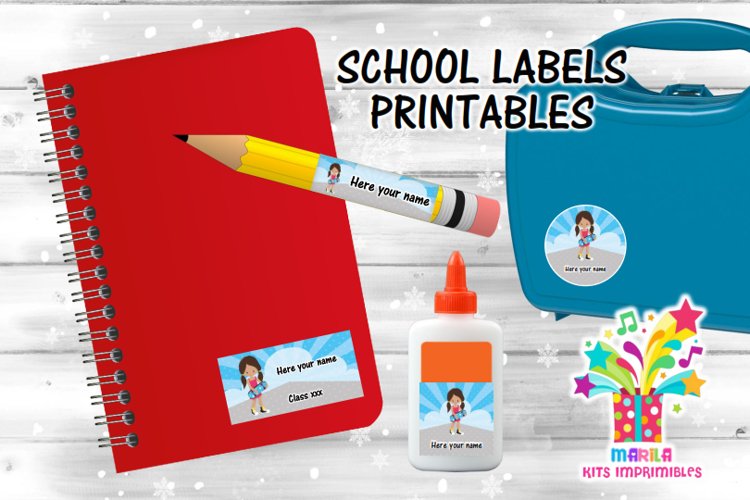 Skater girl school Labels Printables #1 example image 1