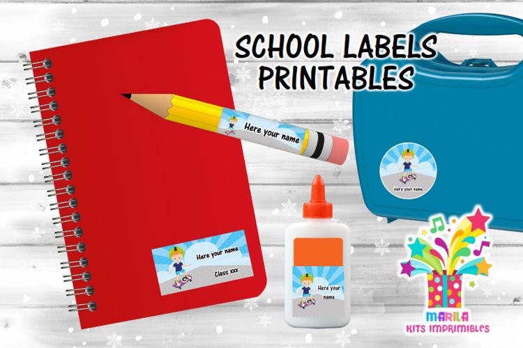 Skater Boy school Labels Printables #1