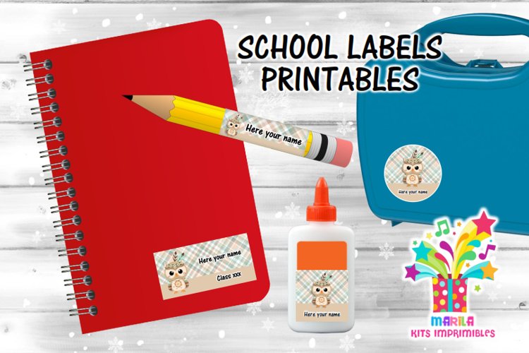 Tribal owl school Labels Printables