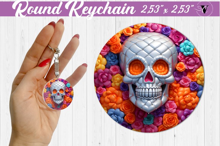 Round keychain sublimation | 3D Puff example image 1