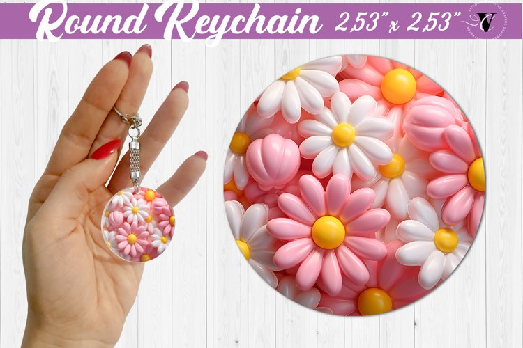 Round keychain sublimation | 3D Puff example image 1