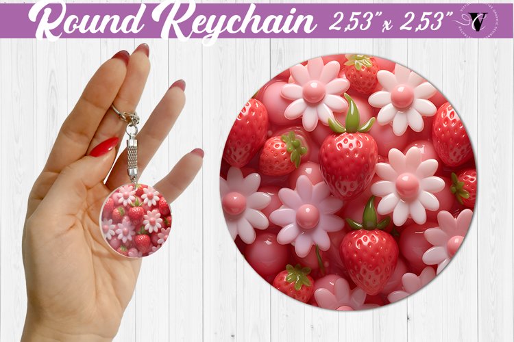 Round keychain sublimation | 3D Puff example image 1
