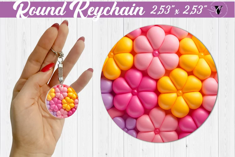 Round keychain sublimation | 3D Puff