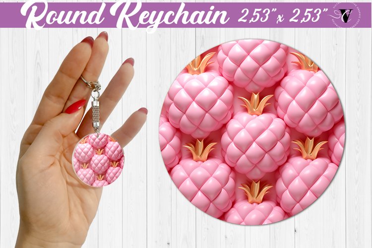 Round keychain sublimation | 3D Puff example image 1