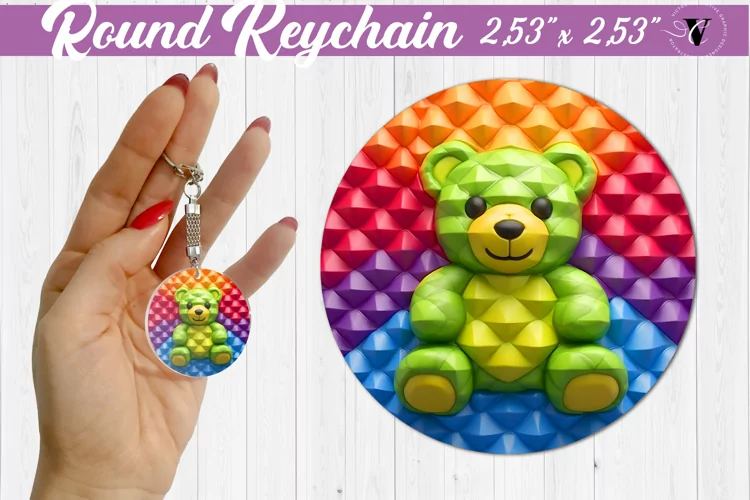 Round keychain sublimation | 3D Puff
