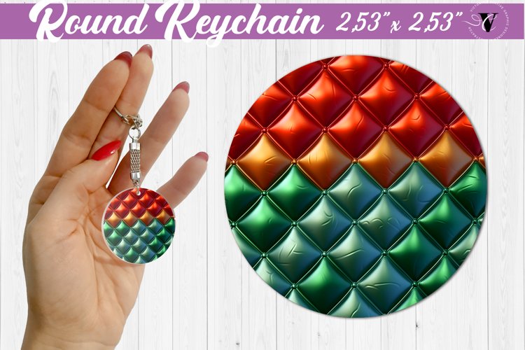 Round keychain sublimation | 3D Puff example image 1