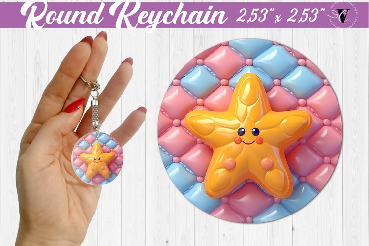 Round keychain sublimation | 3D Puff example image 1