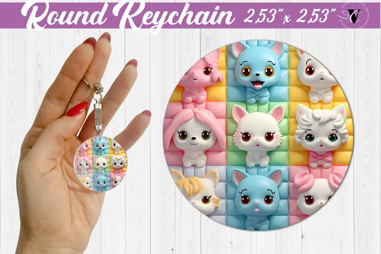 Round keychain sublimation | 3D Puff