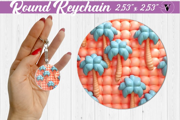 Round keychain sublimation | 3D Puff example image 1