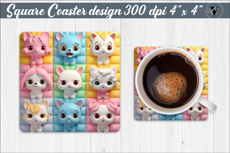 Square Coaster | Puff | 3D coaster example image 1