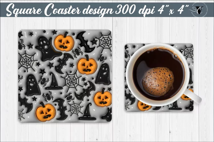Square Coaster | Puff | 3D Halloween