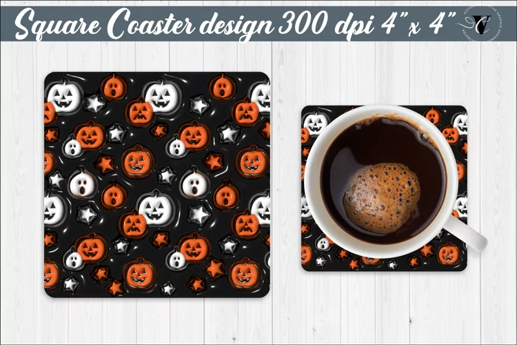 Square Coaster | Puff | 3D Halloween