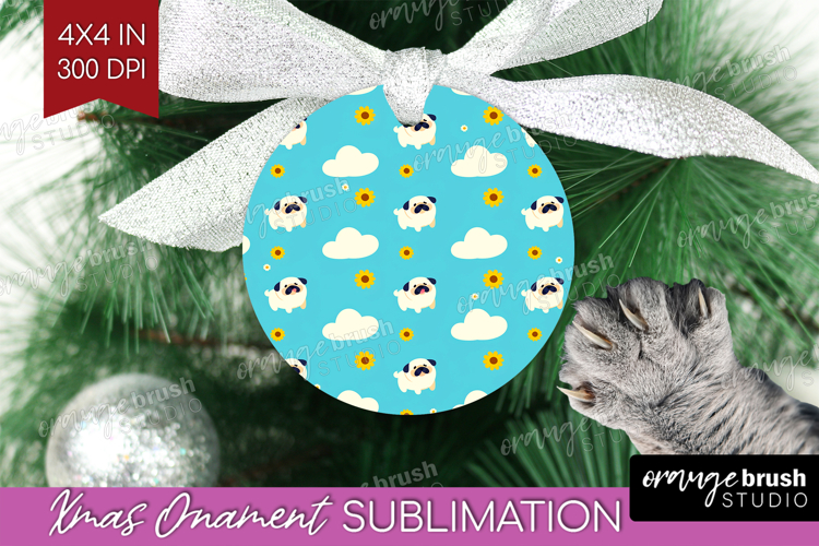 Pug Dog Ornament PNG Cute Chibi Puppy PNG Sublimation