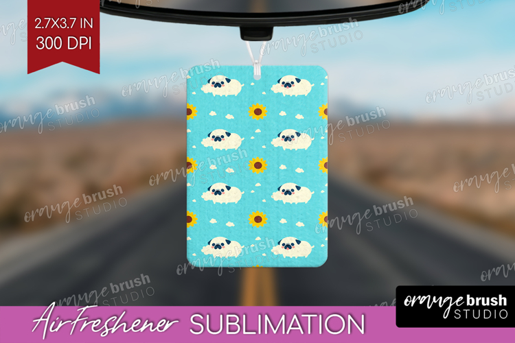 Pug Dog Air Freshener PNG Cute Chibi Puppy PNG Sublimation