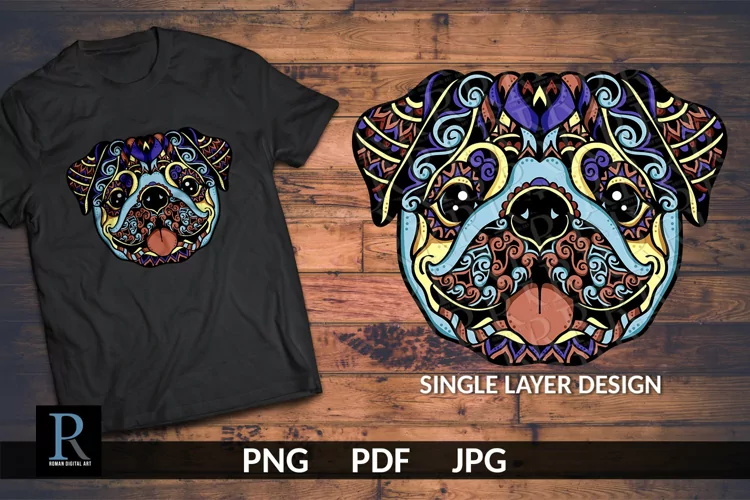 Pug Sublimation PNG file, Sublimation clipart design