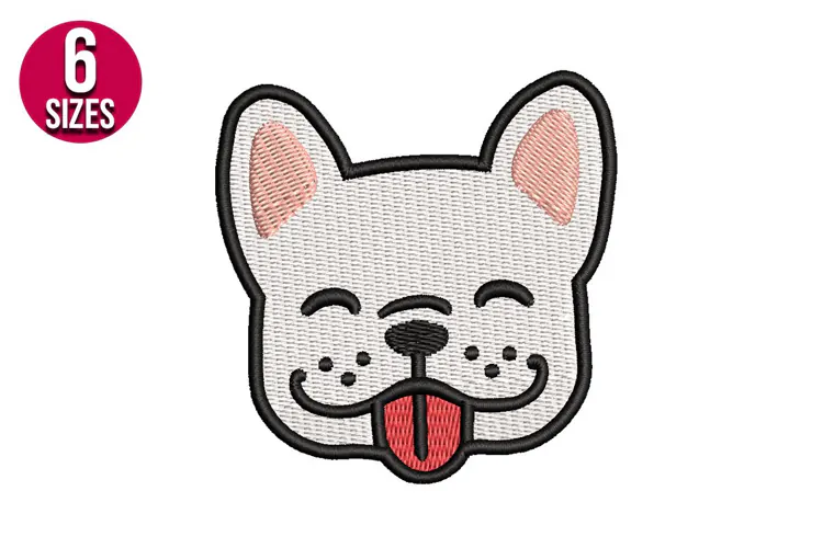 Pug Face Dog Machine Embroidery Design | Digital Pattern