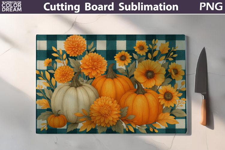 Pumpkin Floral Cutting Board | Thanksgiving Chopping Board