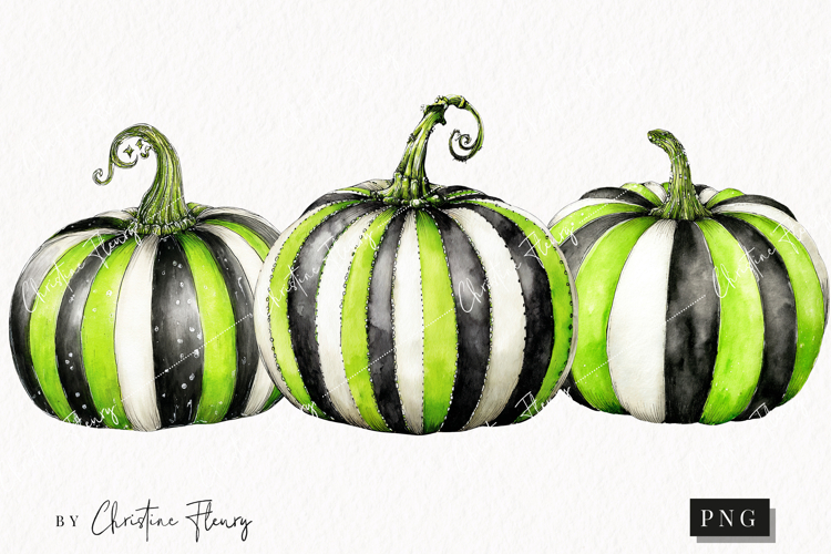 Whimsical Green Pumpkins | Halloween Png