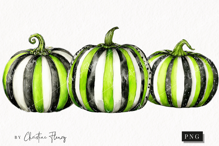 Whimsical Green Pumpkins | Halloween Png