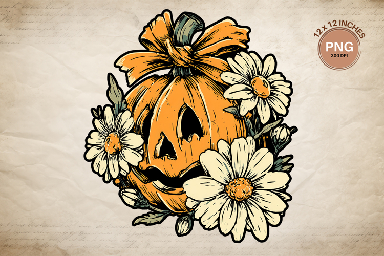 Pumpkin Face Halloween Clipart Ghost Pumpkin Flower Shirt_3