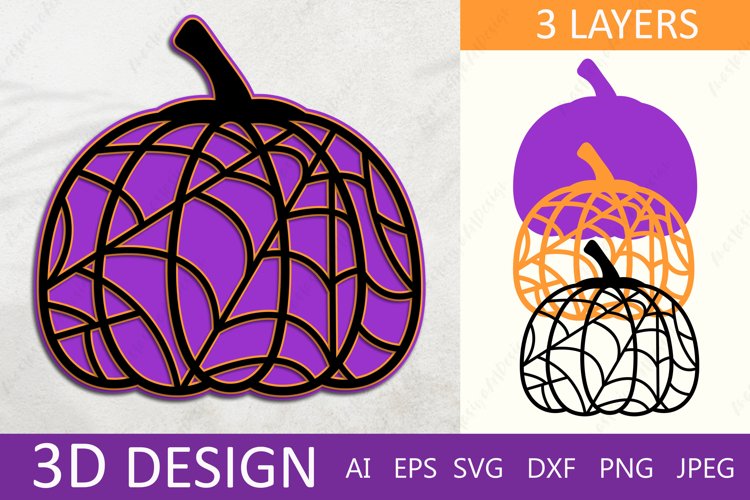 3d halloween pumpkin svg, Halloween 3d layered papercut example image 1