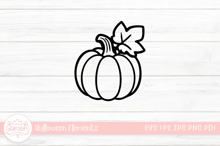 pumpkin and leaf doodle halloween element