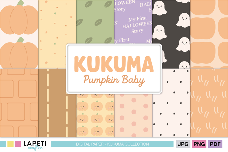 Pumpkin Baby Halloween Digital Paper Pack, Cute Backgrounds