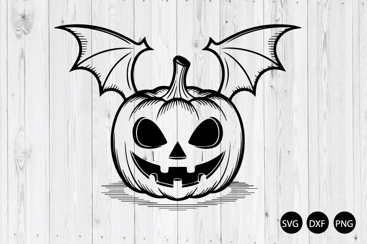Pumpkin With Bat Wings SVG, Halloween SVG, Pumpkin Fall SVG