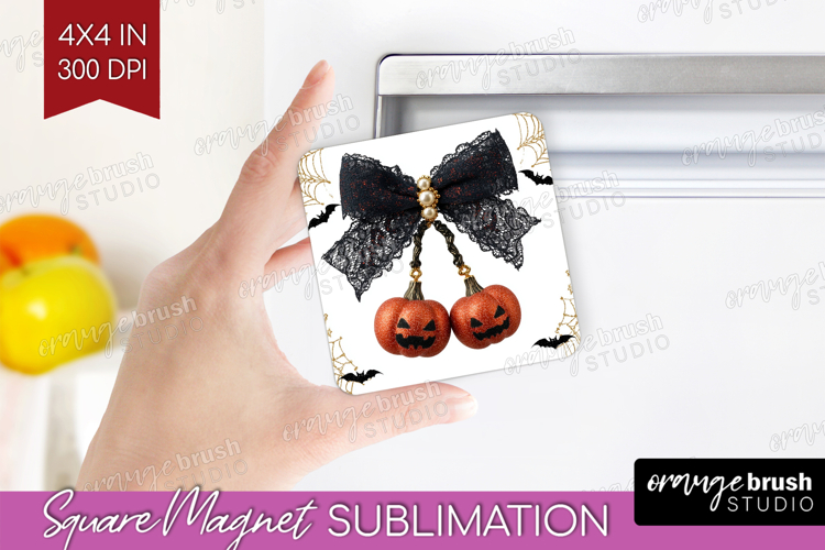 Pumpkin Bow Halloween Magnet Sublimation Spooky Season