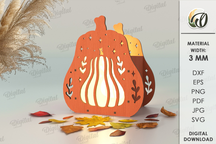 Pumpkin Candle Holder Laser Cut. Home Decor SVG