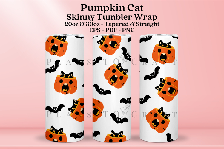 Pumpkin Cat Halloween Skinny Tumbler Sublimation Wrap