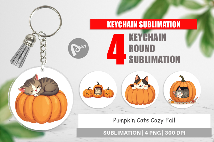 Keychain Pumpkin Cats Fall
