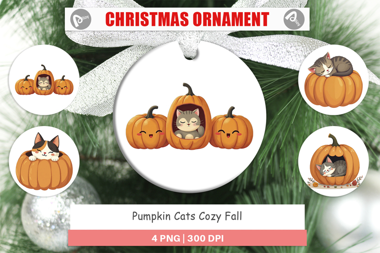 Ornament Pumpkin Cats Fall
